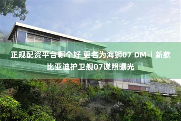 正规配资平台哪个好 更名为海狮07 DM-i 新款比亚迪护卫舰07谍照曝光