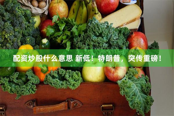 配资炒股什么意思 新低！特朗普，突传重磅！